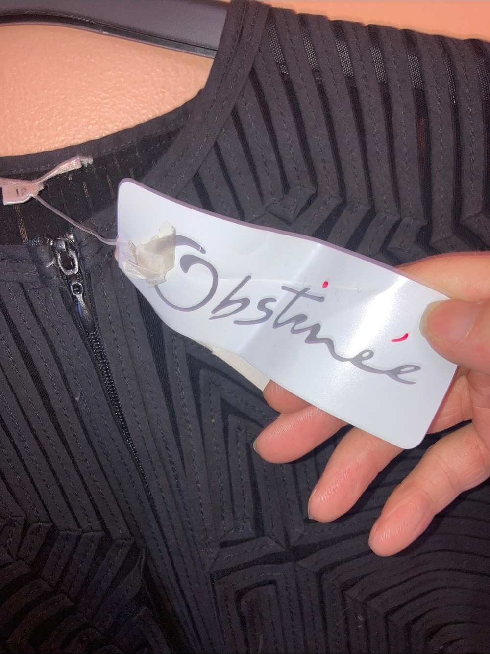 Obstinee Black Geometric Pleat Long-Sleeve zippered coat/sweater - Picture 4 of 8